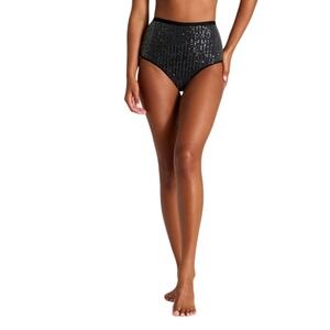 Wild Fable Women's Black‎ Sequin High Waist Intimates Brief Panty Size M